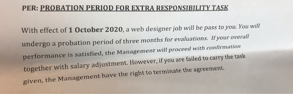 I am a Digital Marketer yg mempunyai pengalaman sbgi Web designer. Soalan saya, boleh ke majikan sesuka hati suruh saya replace tmpt web designer yg akn berhenti? & saya akan buat dua keje dlm 1 masa