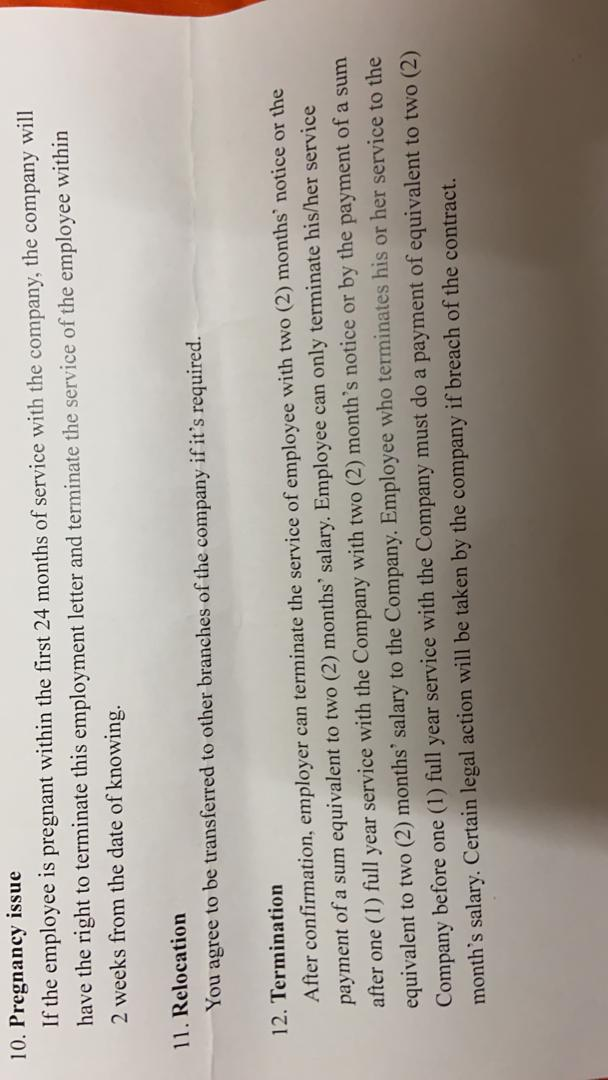 如果员工辞职，（不是contract员工）可是offer信上有列明需要做满一年才可以辞职，请问如果没有做满一年辞职是ok的吗？